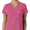 Force Cross-Flex Women's Tuck-In Scrub Top Electric Fuschia front detail