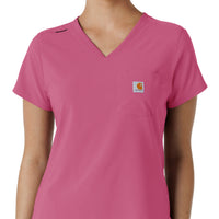 Force Cross-Flex Women's Tuck-In Scrub Top Electric Fuschia front detail