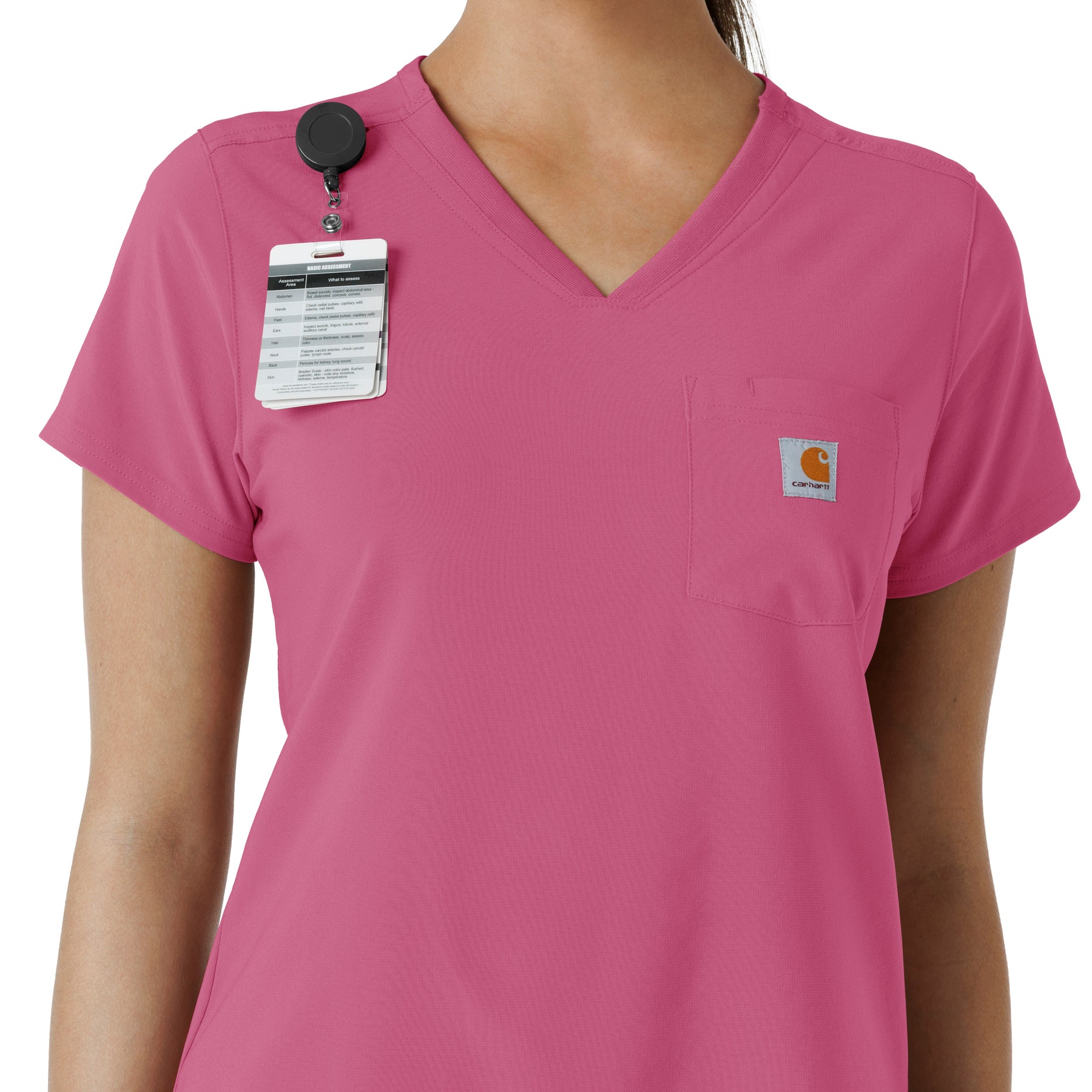 Force Cross-Flex Women's Tuck-In Scrub Top Electric Fuschia side detail 1