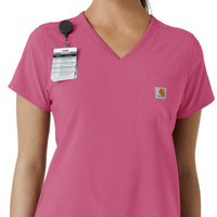 Force Cross-Flex Women's Tuck-In Scrub Top Electric Fuschia side detail 1