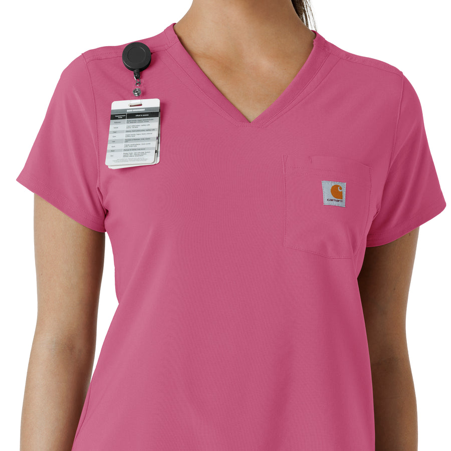 Force Cross-Flex Women's Tuck-In Scrub Top Electric Fuschia side detail 1