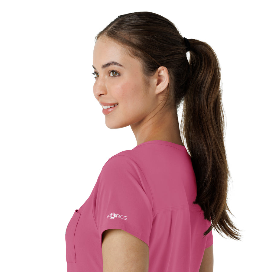 Force Cross-Flex Women's Tuck-In Scrub Top Electric Fuschia back detail