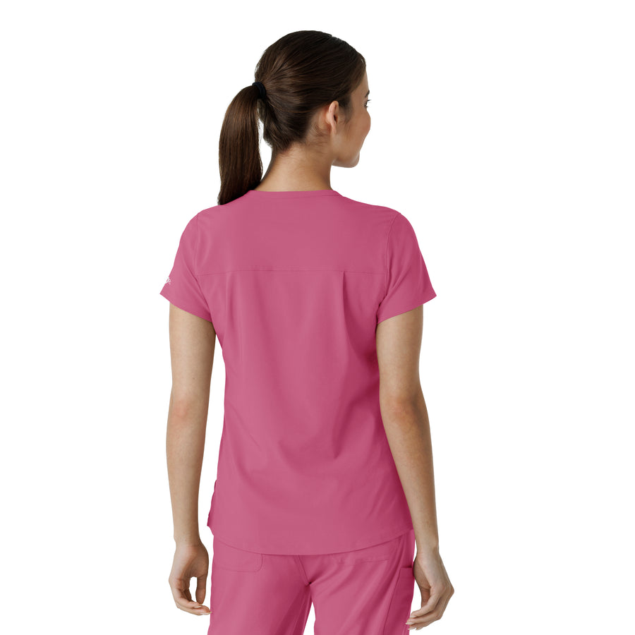 Force Cross-Flex Women's Tuck-In Scrub Top Electric Fuschia back view