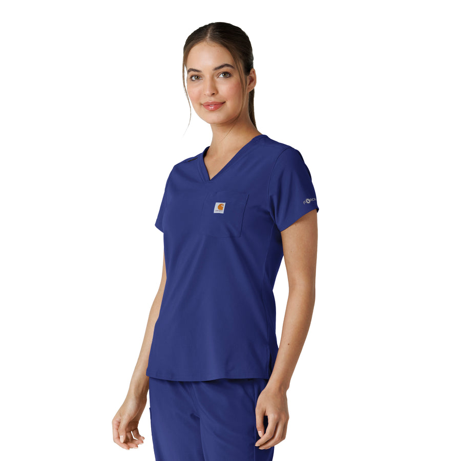 Force Cross-Flex Women's Tuck-In Scrub Top Galaxy Blue side view
