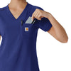 Force Cross-Flex Women's Tuck-In Scrub Top Galaxy Blue hemline detail