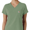 Force Cross-Flex Women's Tuck-In Scrub Top Green Slate front detail
