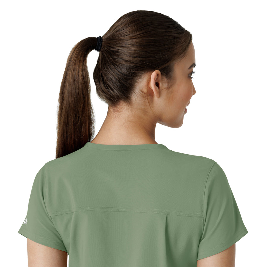 Force Cross-Flex Women's Tuck-In Scrub Top Green Slate side detail 2