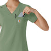 Force Cross-Flex Women's Tuck-In Scrub Top Green Slate hemline detail