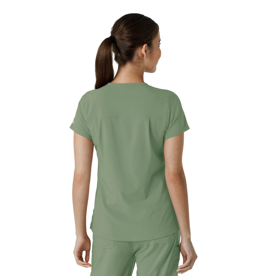 Force Cross-Flex Women's Tuck-In Scrub Top Green Slate back view