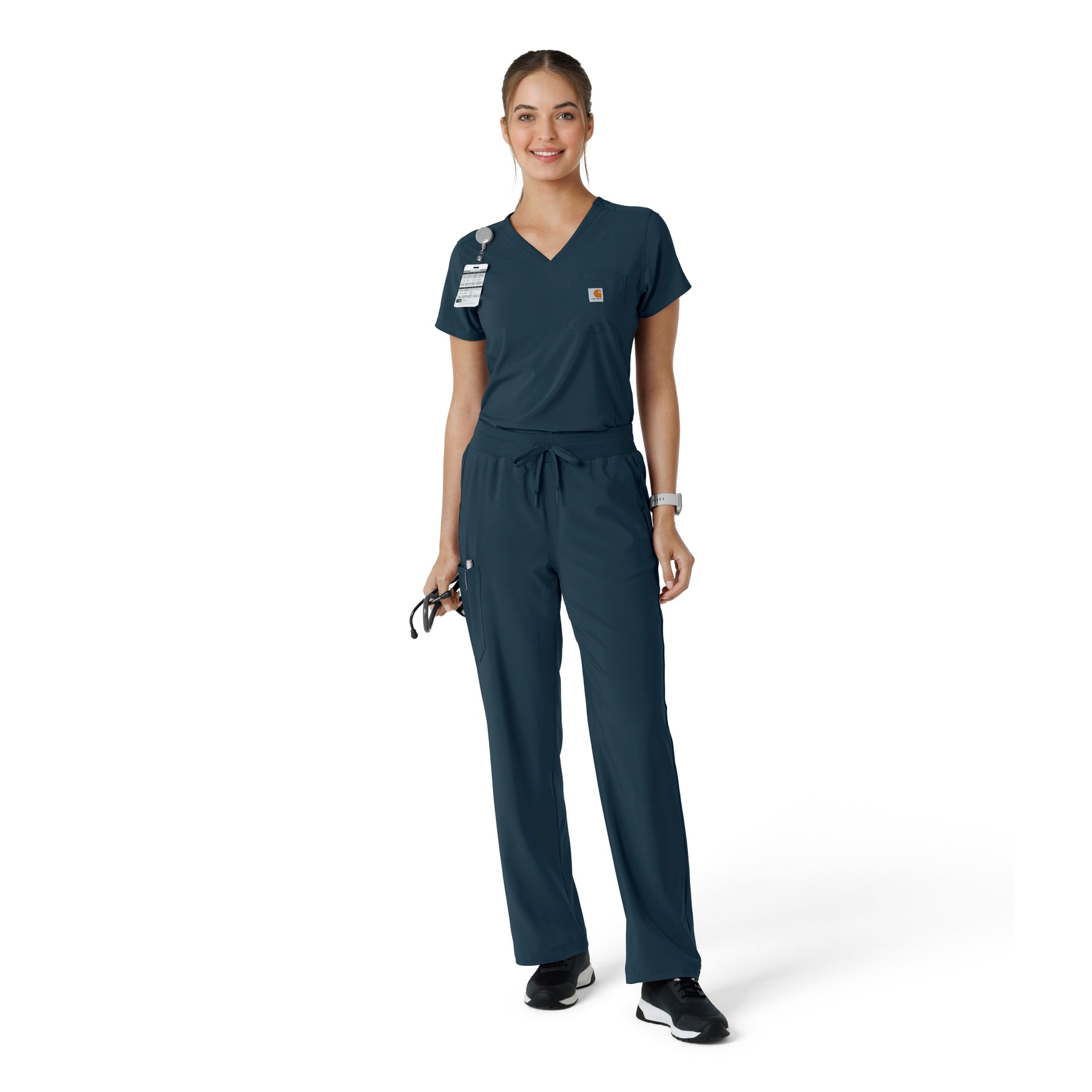 Force Cross-Flex Women's Tuck-In Scrub Top Navy full scrub set