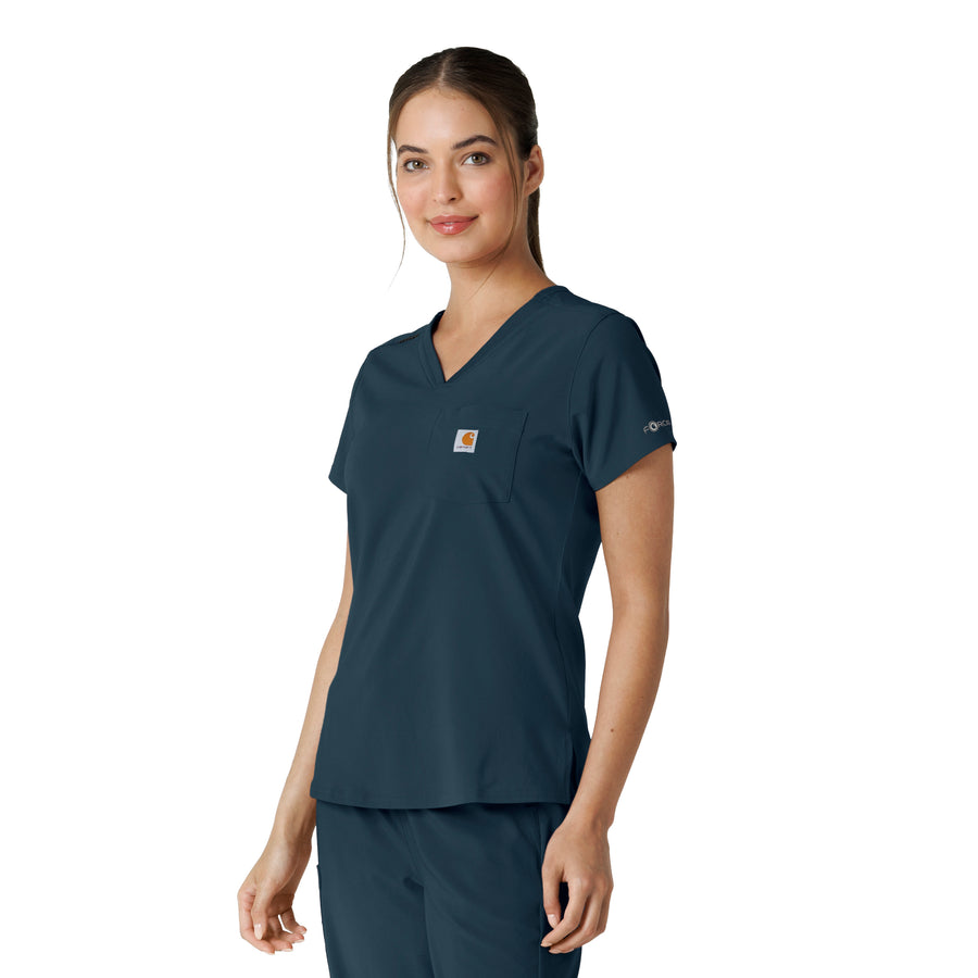 Force Cross-Flex Women's Tuck-In Scrub Top Navy side view