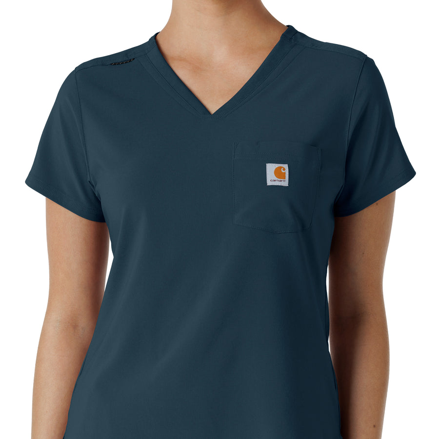 Force Cross-Flex Women's Tuck-In Scrub Top Navy front detail