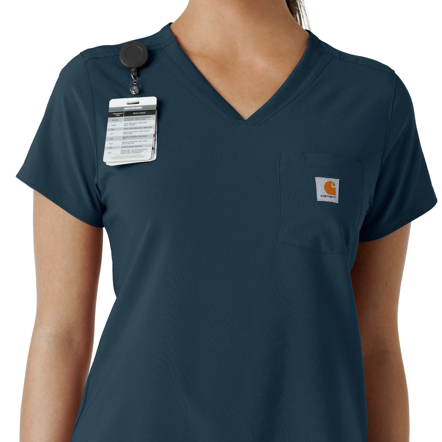 Force Cross-Flex Women's Tuck-In Scrub Top Navy side detail 1