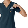 Force Cross-Flex Women's Tuck-In Scrub Top Navy hemline detail