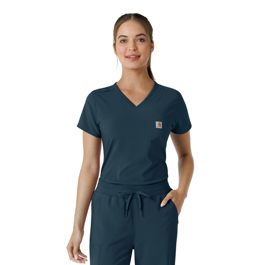 Carhartt Force Cross-Flex Women's Tuck-In Scrub Top - Deep Navy