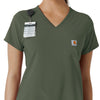 Force Cross-Flex Women's Tuck-In Scrub Top Olive side detail 1