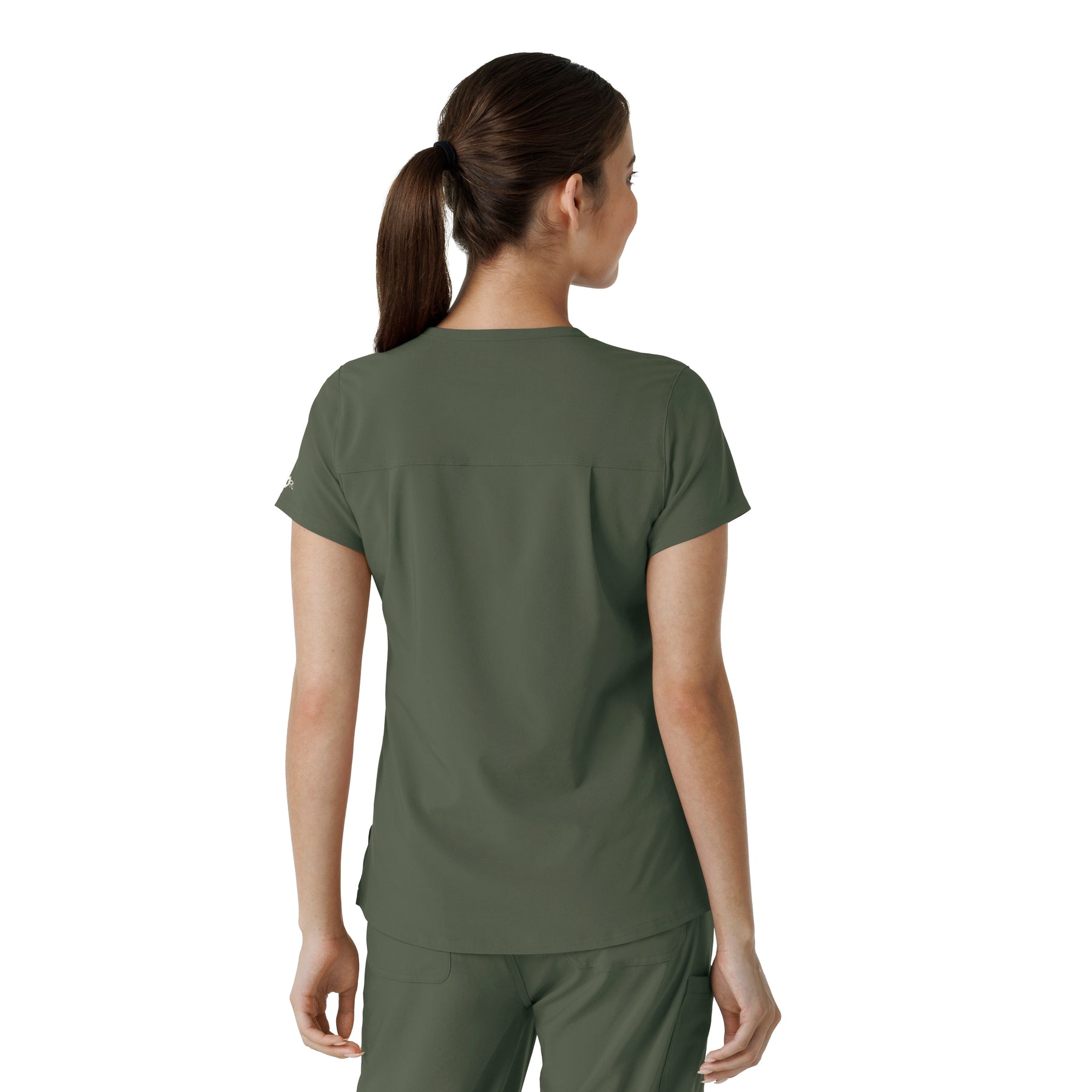 Force Cross-Flex Women's Tuck-In Scrub Top Olive back view