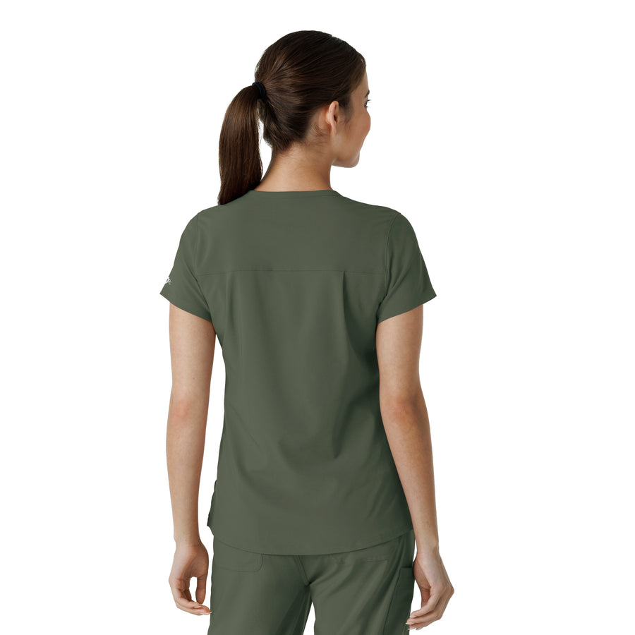 Force Cross-Flex Women's Tuck-In Scrub Top Olive back view