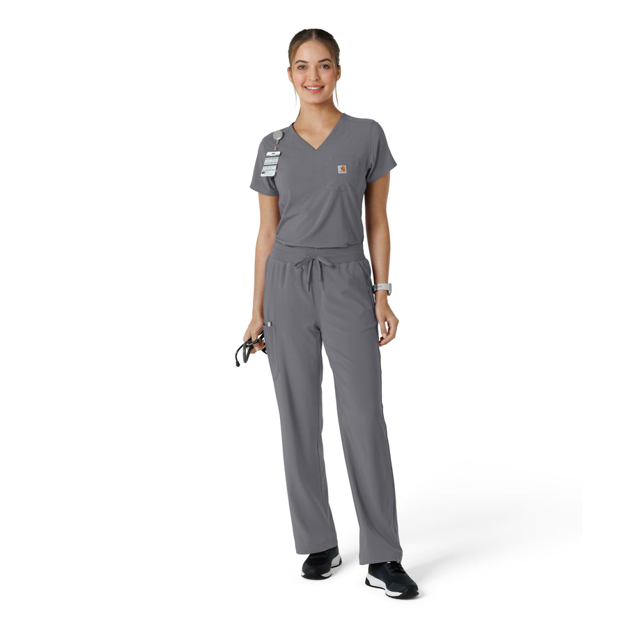 Force Cross-Flex Women's Tuck-In Scrub Top Pewter full scrub set