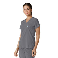 Force Cross-Flex Women's Tuck-In Scrub Top Pewter side view