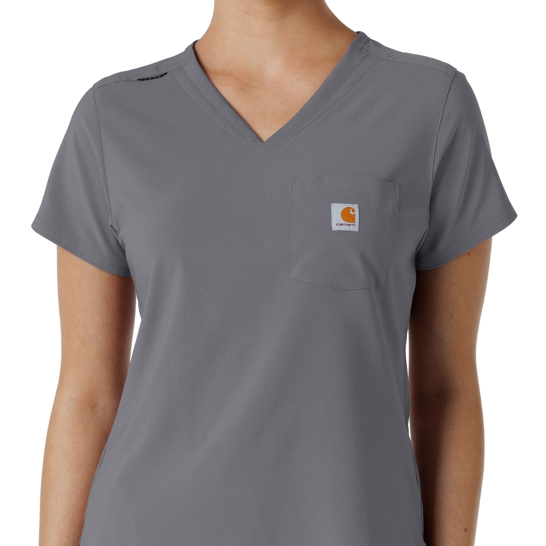 Force Cross-Flex Women's Tuck-In Scrub Top Pewter front detail