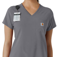 Force Cross-Flex Women's Tuck-In Scrub Top Pewter side detail 1