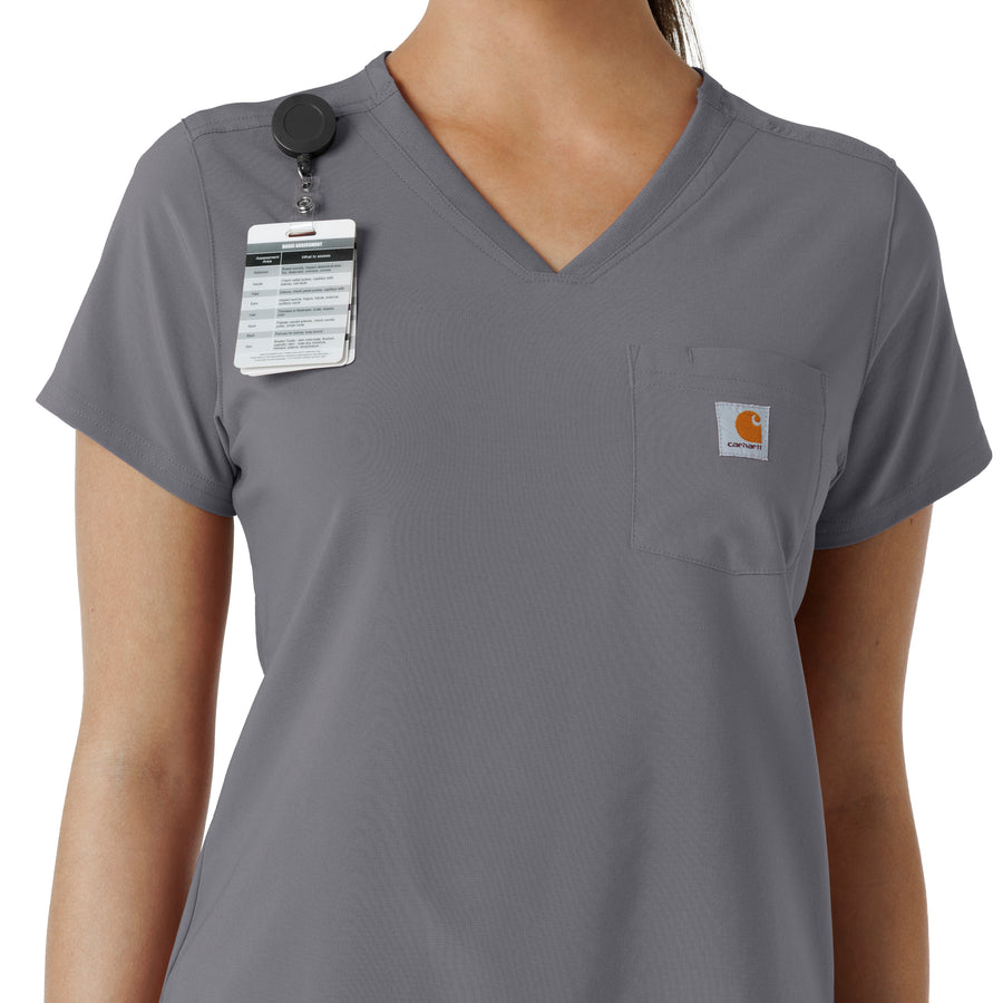 Force Cross-Flex Women's Tuck-In Scrub Top Pewter side detail 1