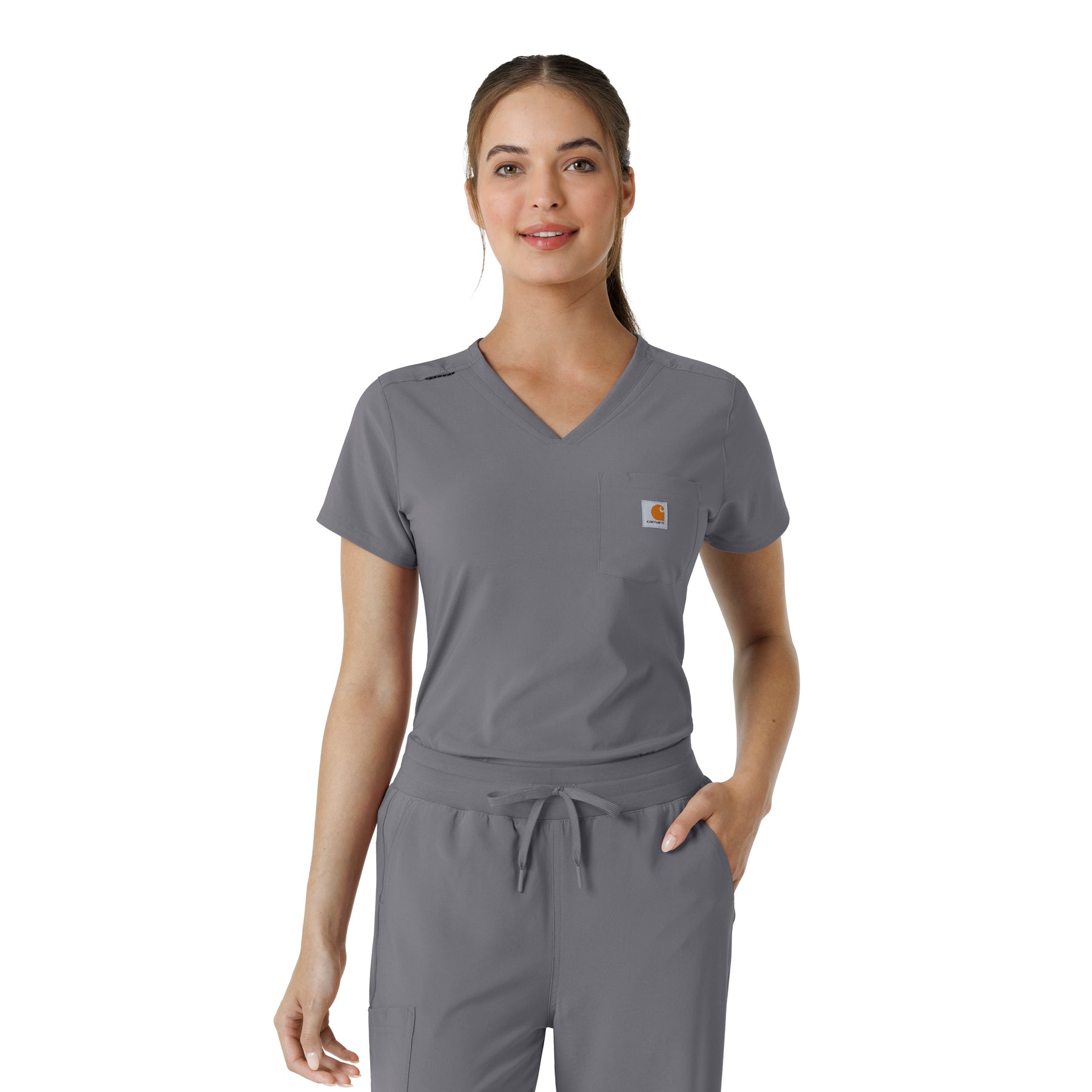 Carhartt Force Cross-Flex Women's Tuck-In Scrub Top - Pewter