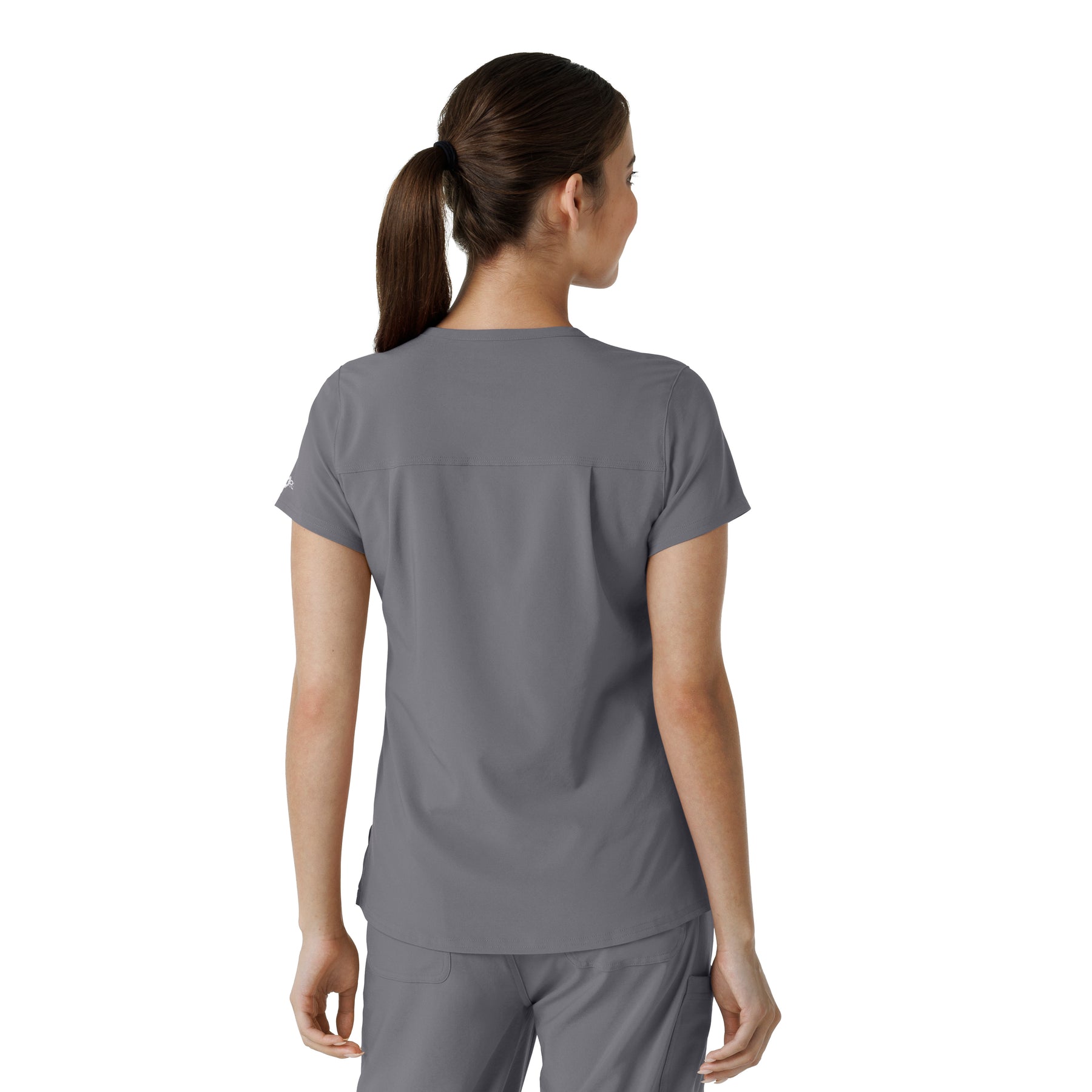 Force Cross-Flex Women's Tuck-In Scrub Top Pewter back view