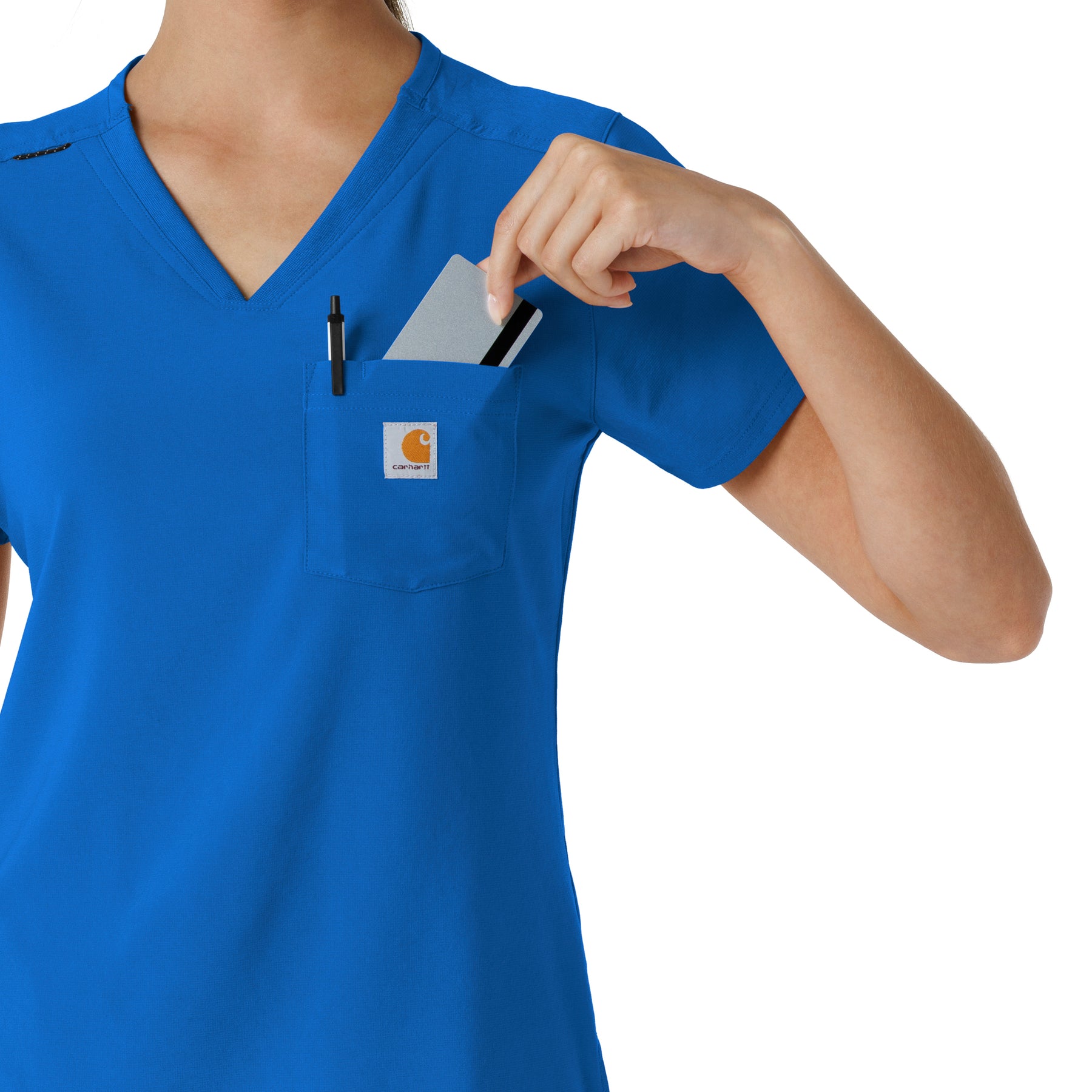 Force Cross-Flex Women's Tuck-In Scrub Top Royal hemline detail