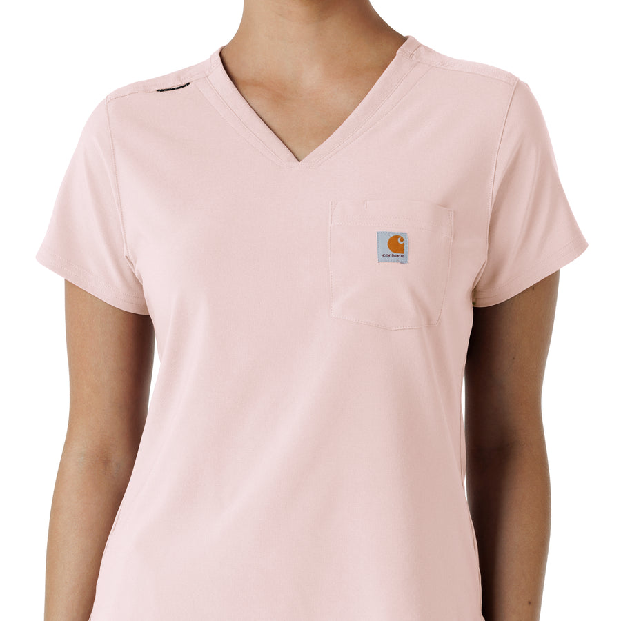 Force Cross-Flex Women's Tuck-In Scrub Top Soft Rose front detail