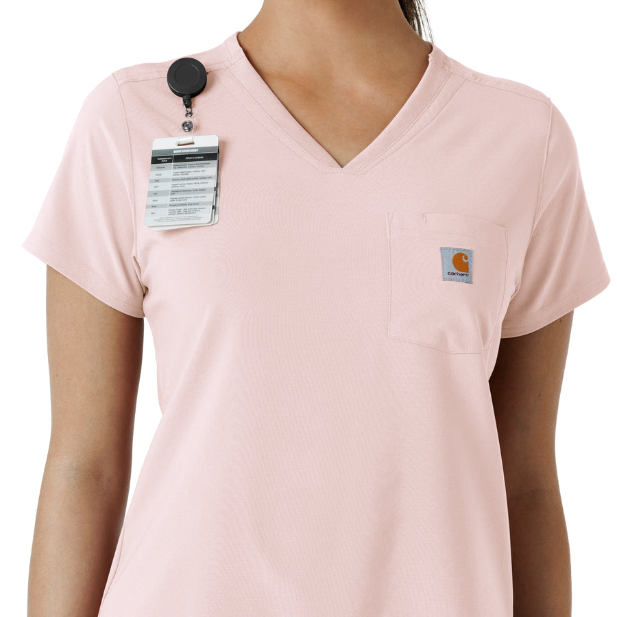 Force Cross-Flex Women's Tuck-In Scrub Top Soft Rose side detail 1