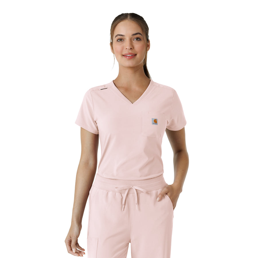 Force Cross-Flex Women's Tuck-In Scrub Top Soft Rose