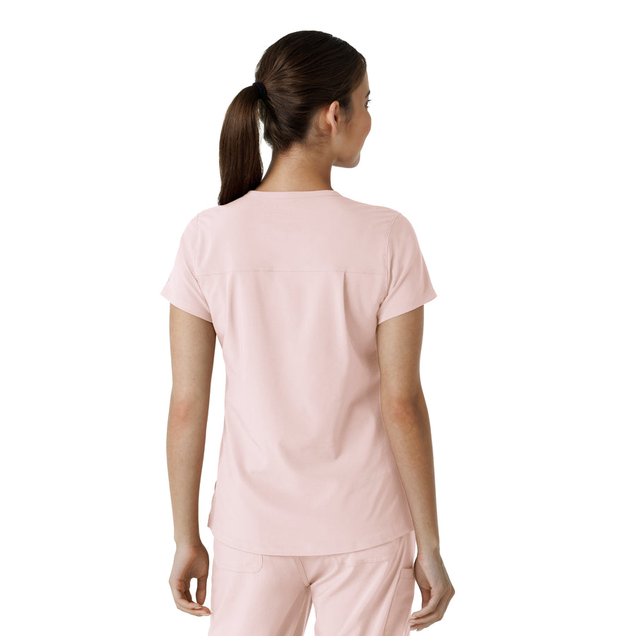 Force Cross-Flex Women's Tuck-In Scrub Top Soft Rose back view