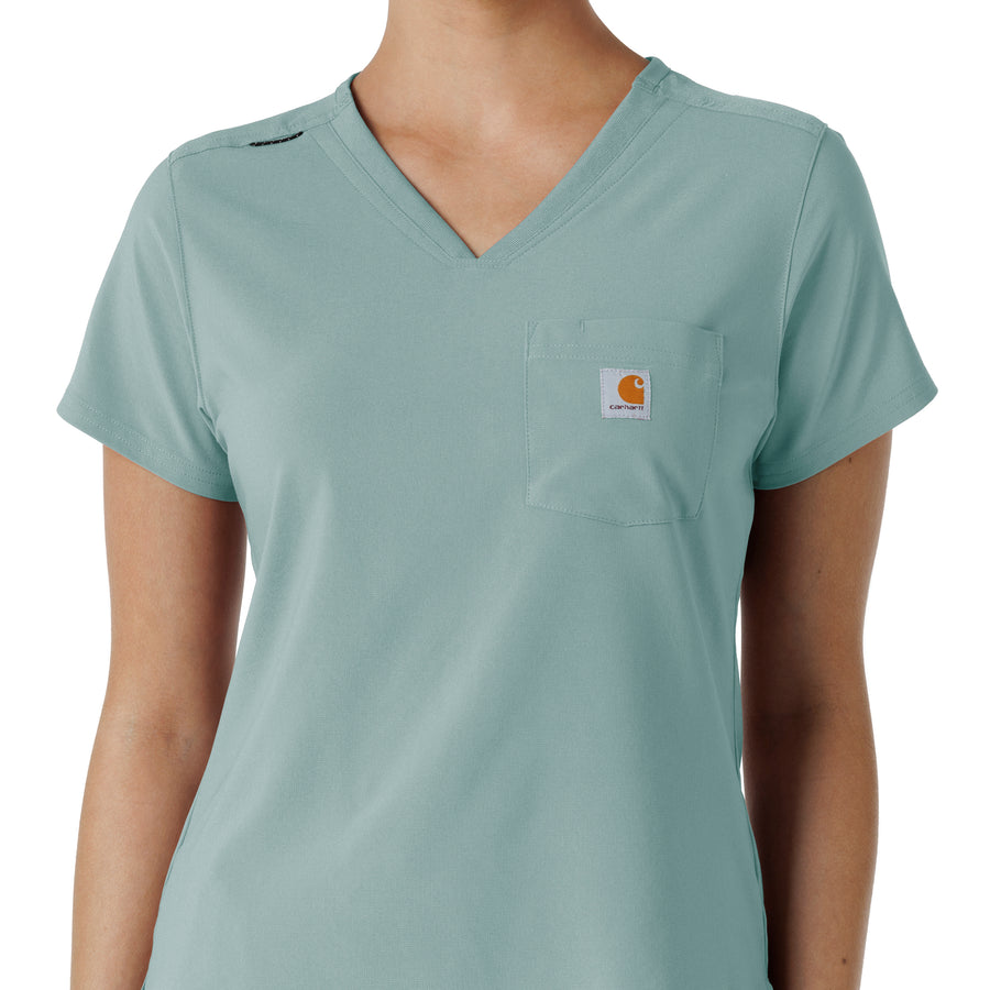 Force Cross-Flex Women's Tuck-In Scrub Top Summer Blue front detail