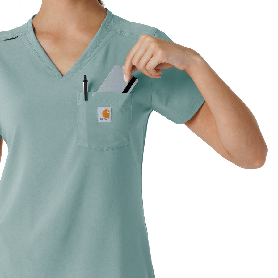 Force Cross-Flex Women's Tuck-In Scrub Top Summer Blue hemline detail