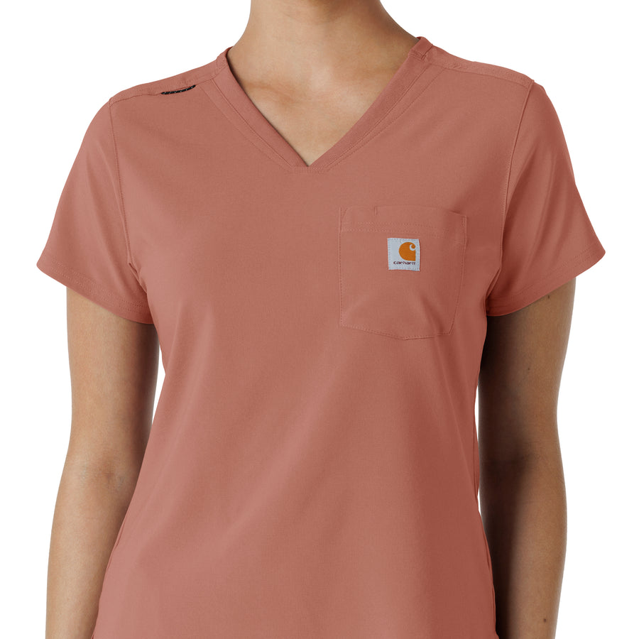 Force Cross-Flex Women's Tuck-In Scrub Top Wildrose front detail