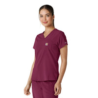Force Cross-Flex Women's Tuck-In Scrub Top Wine side view