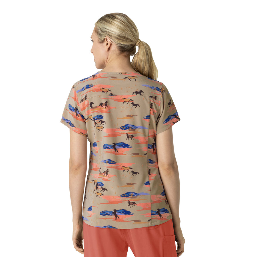 Carhartt Women's V-Neck Print Scrub Top - Mustang Meadow