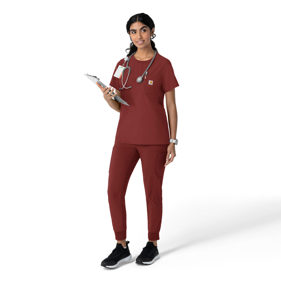 Force Cross-Flex Women's Crew Neck Scrub Top Amber Terrain full scrub set