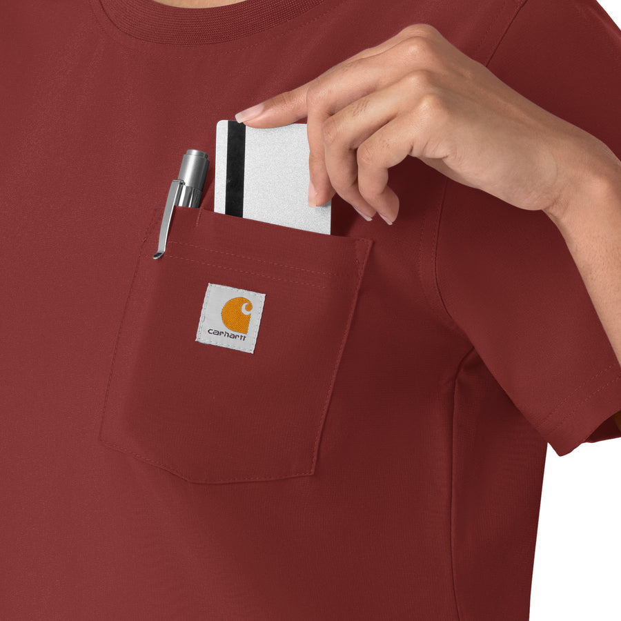 Force Cross-Flex Women's Crew Neck Scrub Top Amber Terrain side detail 1