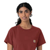 Force Cross-Flex Women's Crew Neck Scrub Top Amber Terrain side detail 2