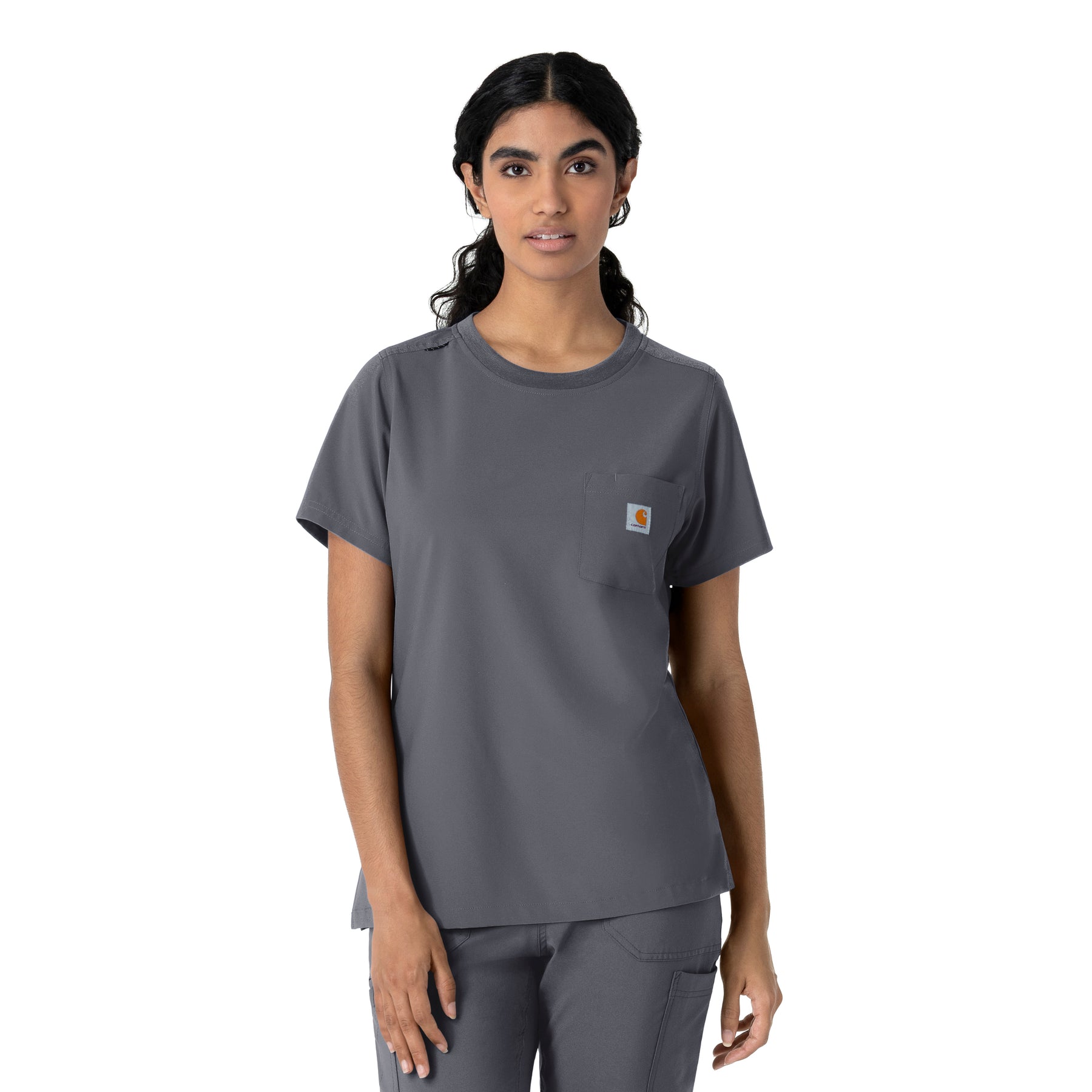 Carhartt Cross-Flex Women's Crew Neck Scrub Top - Approaching Storm