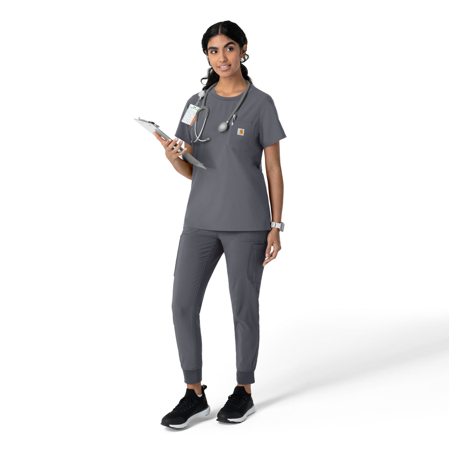 Carhartt Cross-Flex Women's Crew Neck Scrub Top - Approaching Storm