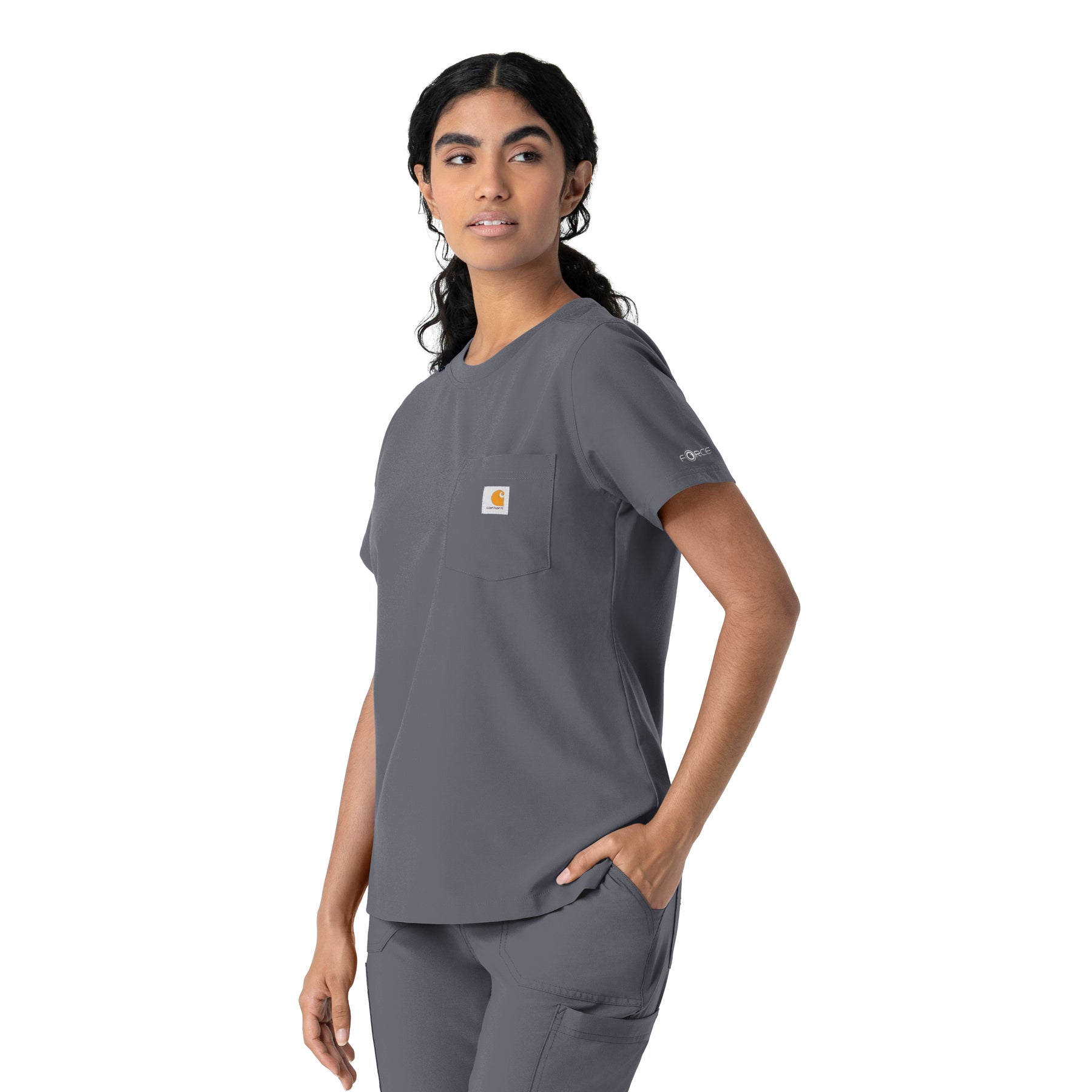 Carhartt Cross-Flex Women's Crew Neck Scrub Top - Approaching Storm