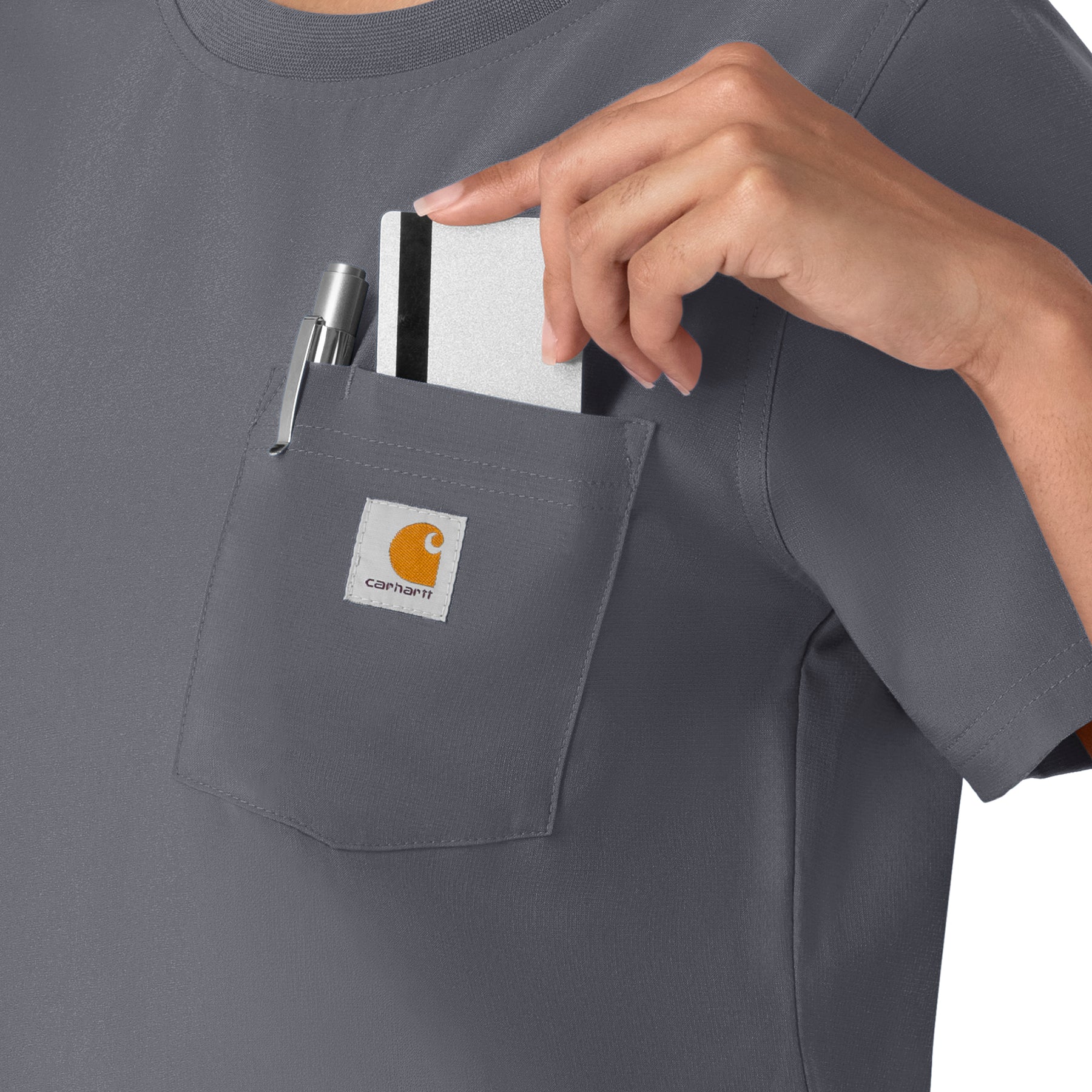 Carhartt Cross-Flex Women's Crew Neck Scrub Top - Approaching Storm