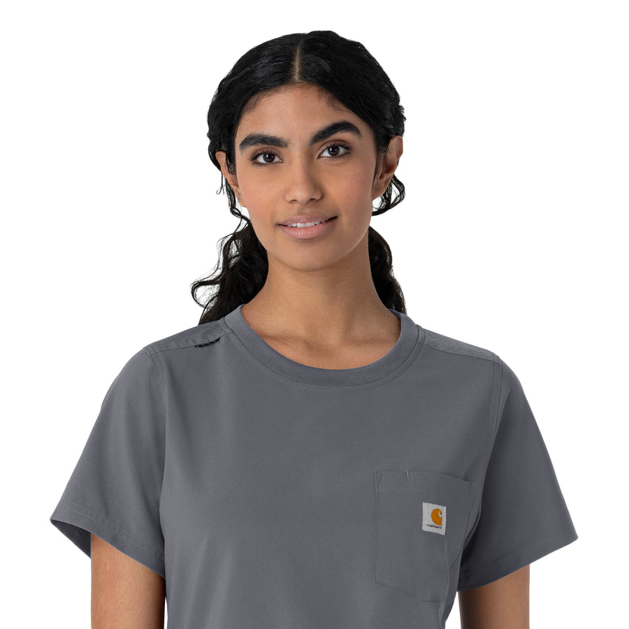 Carhartt Cross-Flex Women's Crew Neck Scrub Top - Approaching Storm