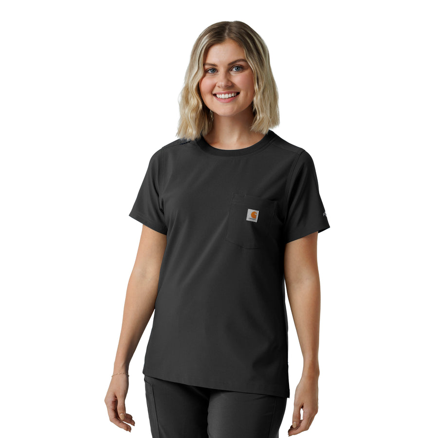 Force Cross-Flex Women's Crew Neck Scrub Top Black