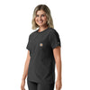 Force Cross-Flex Women's Crew Neck Scrub Top Black side view