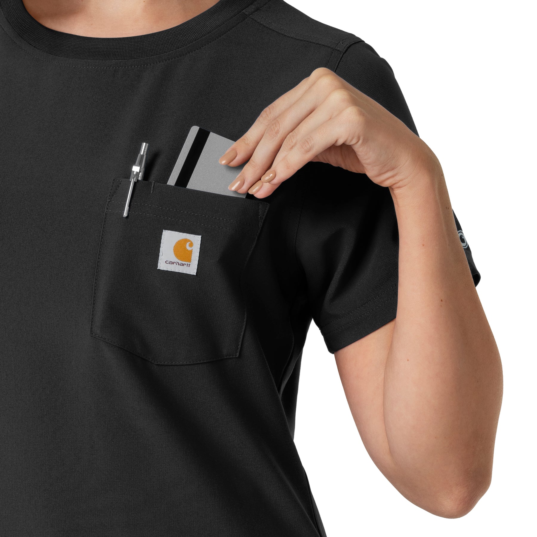 Force Cross-Flex Women's Crew Neck Scrub Top Black side detail 2